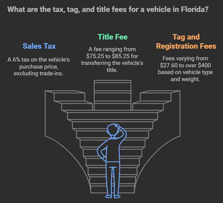 How much is tax tag and title fees in Florida